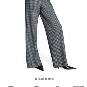 SPANX Black and White Grid Wide Leg Pants Size Large Stretch